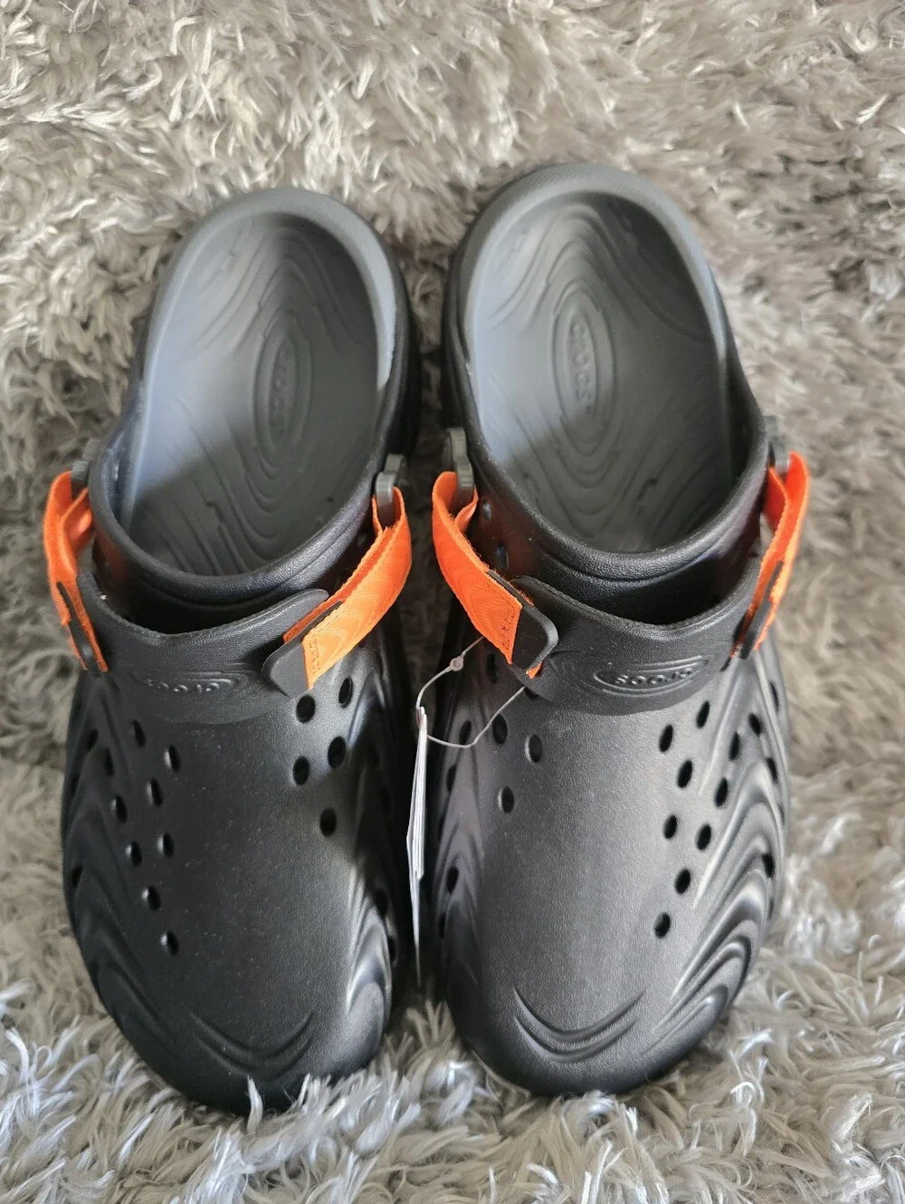 Men's Black & Orange Water Clog - Breathable Slip-On Swim Shoe